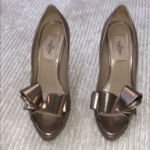 Valentino rose gold open toe pumps